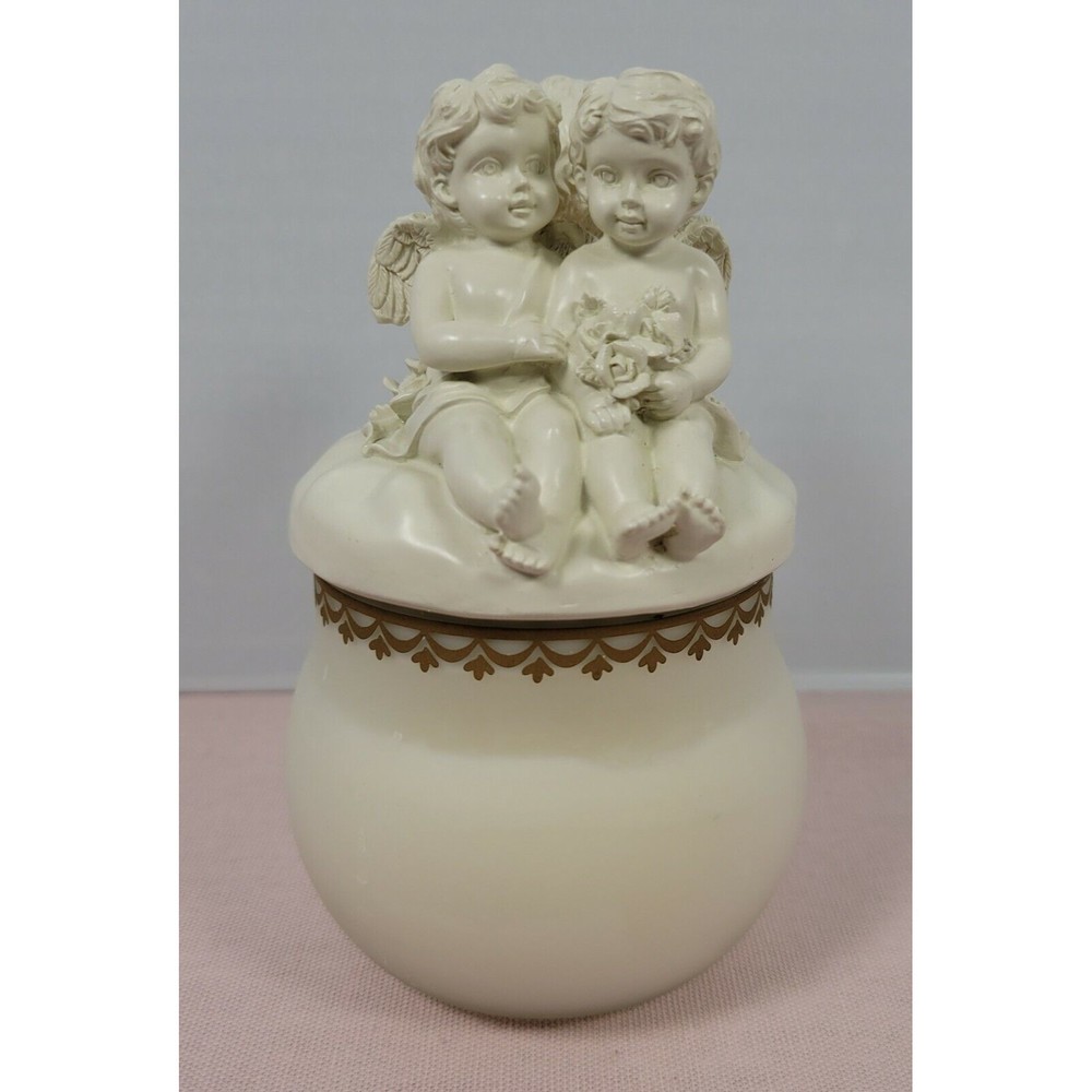 Avon 2004 Collectible Cherub Angel Candle Jar and candle topper